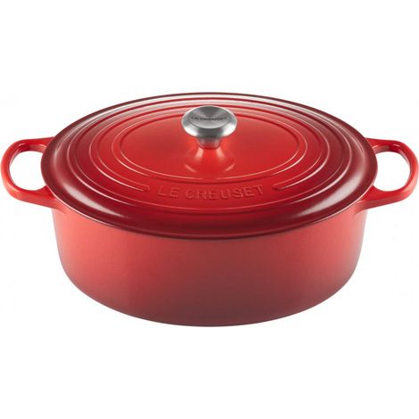 LE CREUSET Le Creuset Cocotte Signature en Fonte Émaillée avec Couvercle, 33cm, Ovale, 7,5 L, 6,595 kg, Cerise, 21178330602430
