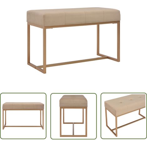 The Living Store Bank 80 cm Beige Samt - Samtbank - Wohnzimmer Dekoration - Flurbank - Beistelltisch - Beige Sofa (1/5)