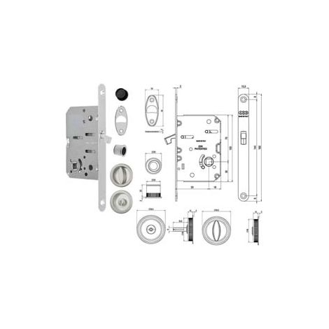 KIT A SERRATURA NOTTOLINO SCIVOLA TRE PORTE SCORREVOLI B.TONDO CR. OP- - mm.50 (B04934.50.34) - 1 pezzi AGB