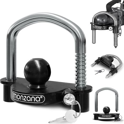 MONZANA® Anhängerschloss für gängige Anhängerkupplung einfache Montage Diebstahlschutz Diebstahl Anhängersicherung Sicherheitsschloss schwarz