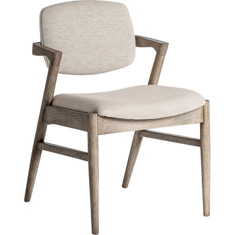 Chaise style Art Déco bois clair et lino beige - Beige naturel tissu lino doux (1/5)