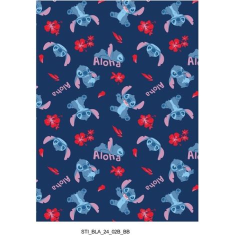 Plaid - Stitch Fleurs Rouges - 110 cm x 150 cm (1/2)
