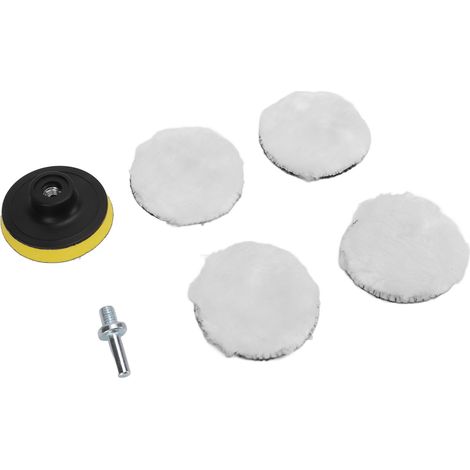 6 tampons de polissage Divers accessoire de portail, en laine synthétique, diamètre 75 mm, avec adaptateur 5/8 po-11, pour polisseuse automobile (1/5)
