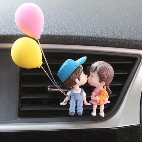 Désodorisant mignon à pince pour grille d'aération de voiture, diffuseur de parfum à clip pour sortie d'air, accessoires intérieurs de voiture adorables pour couples, femmes et filles, A (1/4)