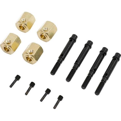 4 adaptateurs hexagonaux de roue en laiton de 12 mm avec axe de roue pour YK4082, YK4102 et 4103 YiKong RC Crawle (1/5)