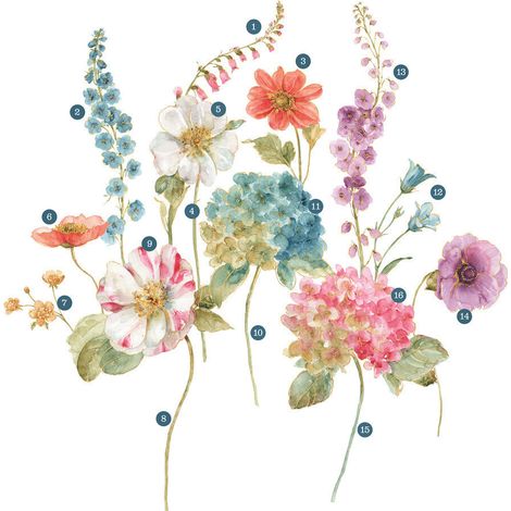 Stickers - Fleurs Du Jardin - Hauteur 45,7 cm (1/3)