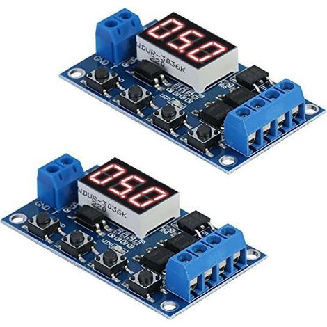 2pièces 5V 12V 24V 36V DC Module De Relais Minuterie,Interrupteur de Minuterie à Retard de Cycle de Déclenchement Module de Relais Marche/Arrêt avec Affichage à LED (1/5)