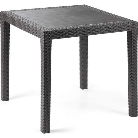Progarden Tavolo tavolino King in Dura Resina Finto Rattan Vimini Nero Antracite Bar casa