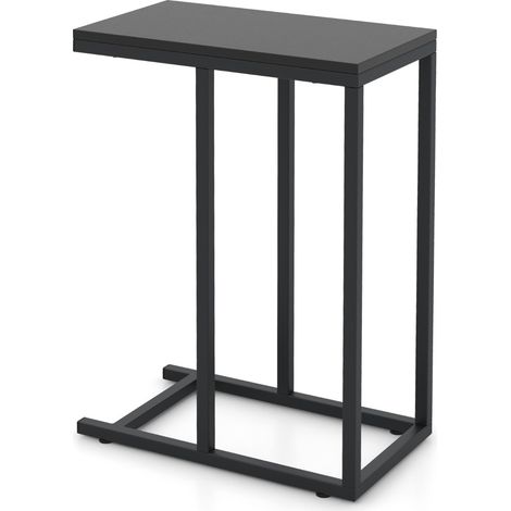 Tavolino a forma di C per divano e letto, Tavolino da soggiorno altezza 64cm con struttura in metallo Nero (1/4)