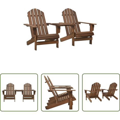 Chaise Adirondack - Chaises de jardin Adirondack avec table bois de sapin marron (1/5)