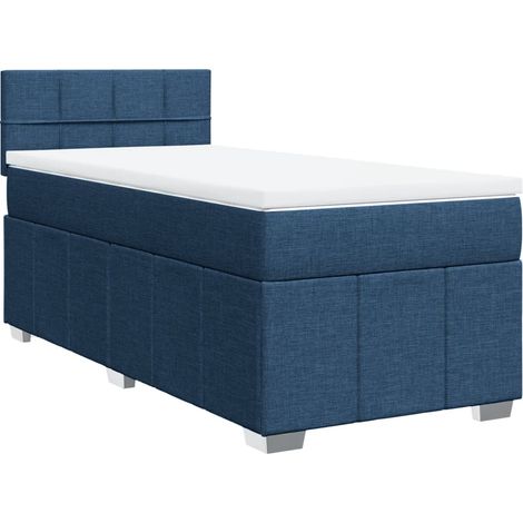 vidaXL Giroletto a Molle con Materasso Blu 90x200 cm inTessuto (1/5)