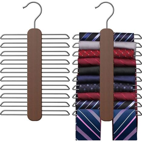 Porte-cravates et organisateur pour placard, capacité de 20 niveaux, en bois avec accessoires rotatifs (1/5)
