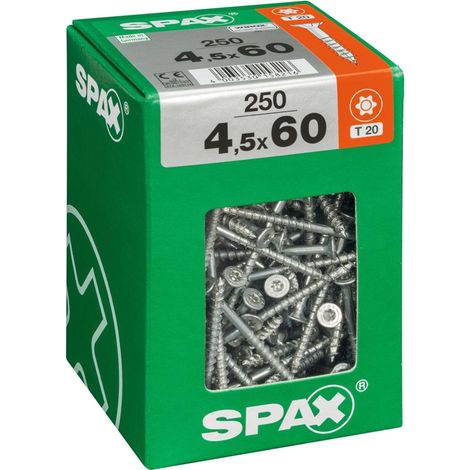 Set 250 viti SPAX Torx in acciaio a testa svasata, Diam.4,5 mm x L.60 mm SPAX