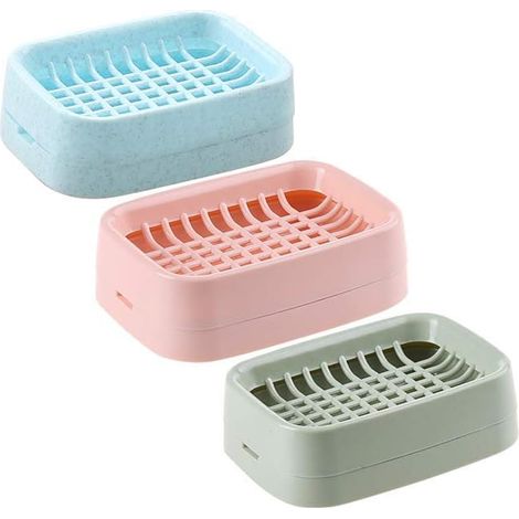 Porte-savon - Double Couche avec Évacuation - Pour Salle De Bain Cuisine Salle De Douche - PP Écologique - 3 Pièces (1/5)