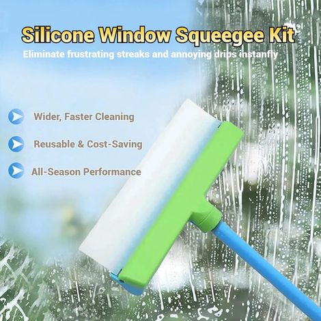 Tergivetro in silicone riciclabile - Pulitore per vetri, manico ergonomico e lama anti-aloni per finestre, specchi, porte della doccia, vetro-FQ-
