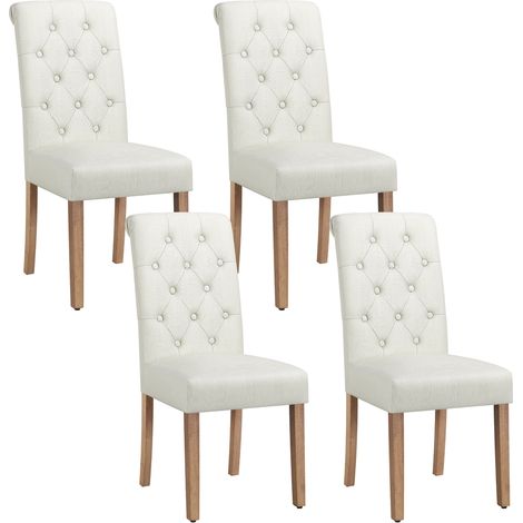 Yaheetech Lot de 4 Chaises de Salle à Manger avec Chêne Tissu Chaise de Salon Mobilier pour Bureau Cuisine Bar Réunion Hôtel 45,5 x 62 x 98,5cm Beige (1/5)