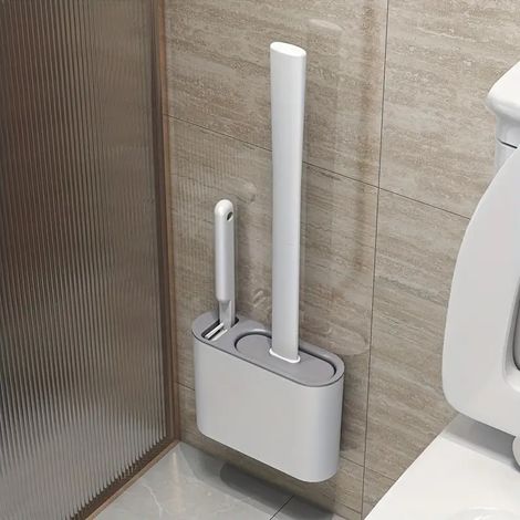 1 Set mit 2 WC-Bürsten und 1 Halter, wandmontiertes WC-Bürsten- und Halter-Set für Badezimmer, Badezimmerzubehör