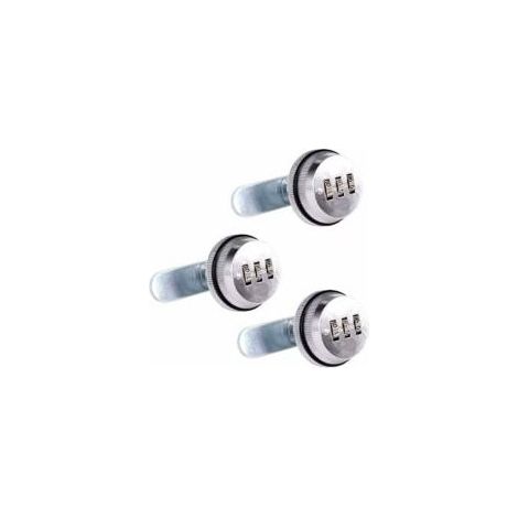 Zahlenschloss, 2 cm langer Bolzen aus Zinklegierung, glänzend verchromtes Code-Sicherheitsschloss, für Schränke, 3 Crezuo-Produkte (1/4)