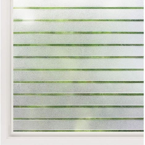 Elektrostatische Fensterfolie mit horizontalem Streifenmuster, blickdichte Fensterfolie, mattierte, selbstklebende Fensterfolie, Sichtschutz für Küche, Wohnzimmer und Badezimmer, 45 x 100 cm (1/5)