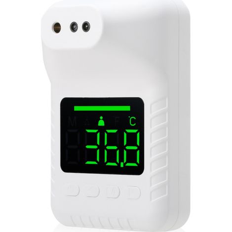 Berührungsloses Infrarot-Thermometer mit mehrsprachigen Sprachansagen, °C/°F-Messung, dreifarbigem Fieberalarm, Wand-/Stativhalterung