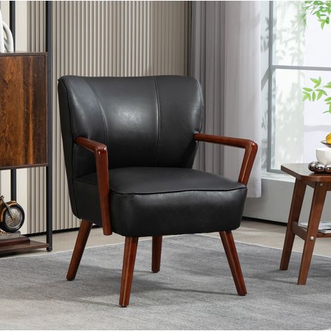 Sillón salón con brazos y patas de madera negro OKMYHOME (1/4)