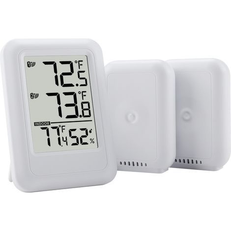 Station Météo Sans Fil Intérieur/Extérieur — 2 Capteurs, Transmission 100m, Compatible avec Climatiseurs — Pour le Confort de la Maison, la Chambre de Bébé et la Serre