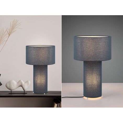 LED Tischleuchte Korpus und Lampenschirm Stoff Blau, Höhe 40cm (1/5)