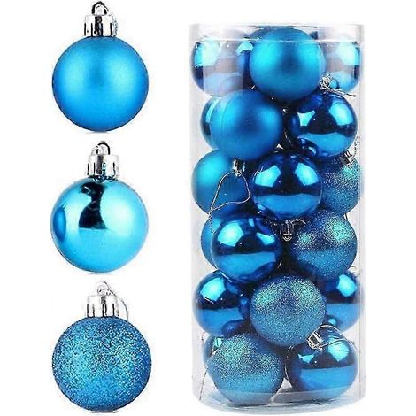 Lot de 24 boules de Noël bleues de 4 cm pour sapin (1/5)