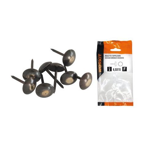 BULLETTA TAPPEZZIERE SELF WORKIT - ACCIAIO BRONZO SFUMATO MM 6,5X15 CF=PZ 12- 5 confezioni