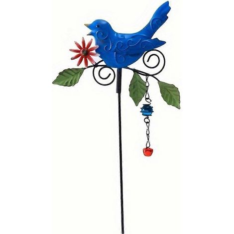 Piquet de jardin en métal, carillon éolien en forme d'oiseau avec clochette, décoration extérieure, D-- (1/5)