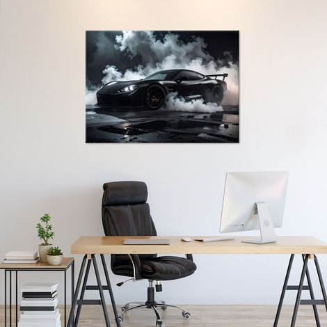 Wandbild Schwarzer Sportwagen 90x60 (1/4)