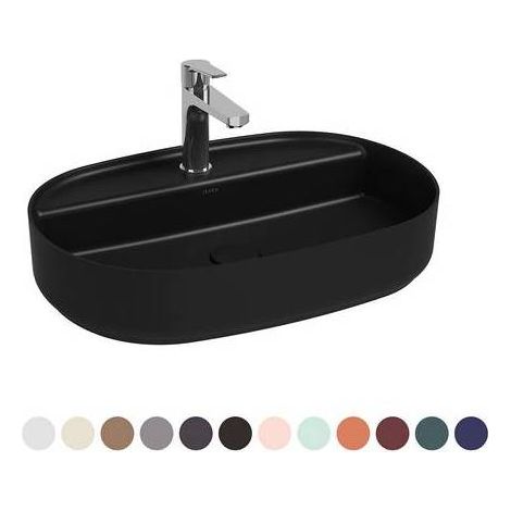 LAVABO D'APPOGGIO OVALE CON FORO RUBINETTO INFINITY Misura: Blu Opaco  L. 60 cm