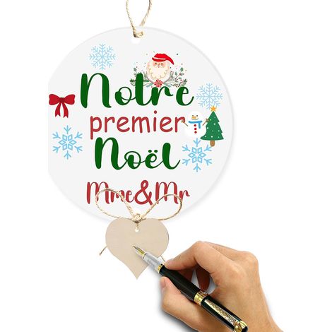 Boule de Noël Personnalisée Couple - Notre Premier Noël - Cadeau de Mariage - Ornement Arbre Décoration de Sapin (1/5)