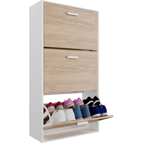 CASABEL Meuble à Chaussures Moderne 3 Abattants - 18 Paires (1/5)