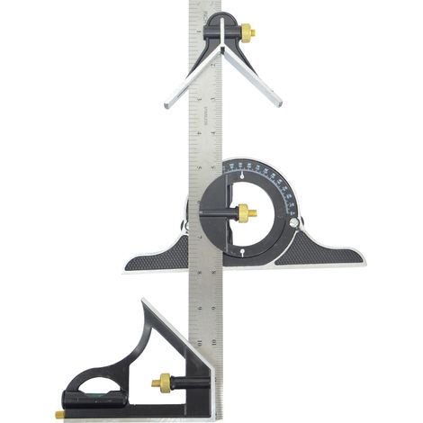 Dapetz ® 12" 300mm Combination Square Stainless Steel Adjustable Combo Angle Finder Ruler 180 Degree with Bubble Level Carpenter/Engineer/Woodworking Measuring Tool (1/5)