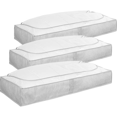 Compactor Boîtes de rangement avec fermeture éclair en tissu, set de boîtes pour vêtements 75 L gris, boîtes sous lit, conteneur basse pour linge, changement de saison et accessoires (1/5)