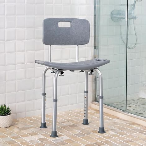 Chaise de douche pliable en aluminium hauteur réglable gris (1/5)