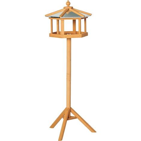 Nichoir avec Support 40 x 40 x 113 cm, Mangeoire Résistante aux Intempéries avec Toit en Zinc, en Bois pour Oiseaux Sauvages, Jaune (1/5)