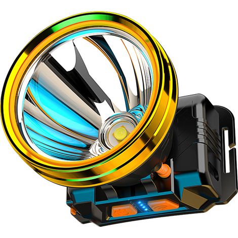 Lampe Frontale Rechargeable en Alliage d'Aluminium Lampe Frontale de Détection pour Pêche en Plein Air Forte Lumière Blanche Puce 55,DUBUNS (1/5)