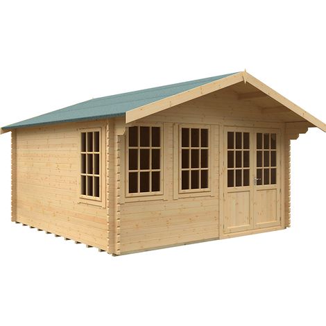 14x14 The Forde 44mm Cabin - L415 x W415 x H282.2 cm - Solid Wood/Softwood/Pine - Natural