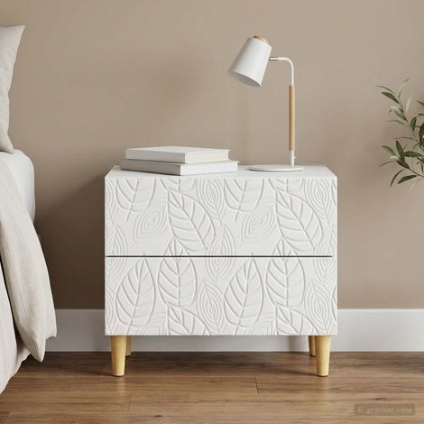 vidaXL Table de chevet Blanc 62 x 34,5 x 48 cm Bois d'ingénierie (1/5)