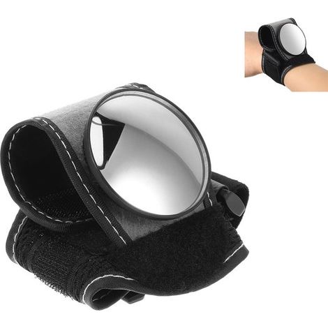 Espejo retrovisor de plástico de 360° con correa para la muñeca, Espejo portátil para bicicleta, Diámetro del espejo: 5 cm, Negro (1/5)