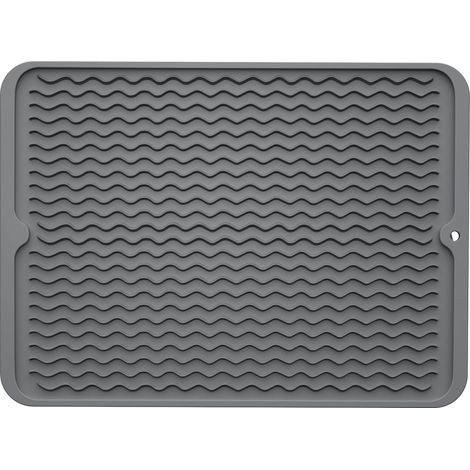 Tapis de cuisine/tapis de lavage en silicone, 30 x 40 cm, gris foncé