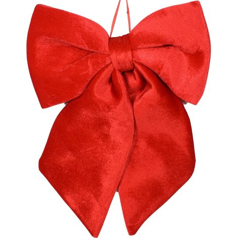 Fiocco rosso in velluto imbottito decorazione natalizia per albero e ghirlanda dietro porta -34 cm (1/4)