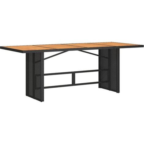 Table de jardin en bois d'acacia noir avec plateau tressé en résine (1/5)