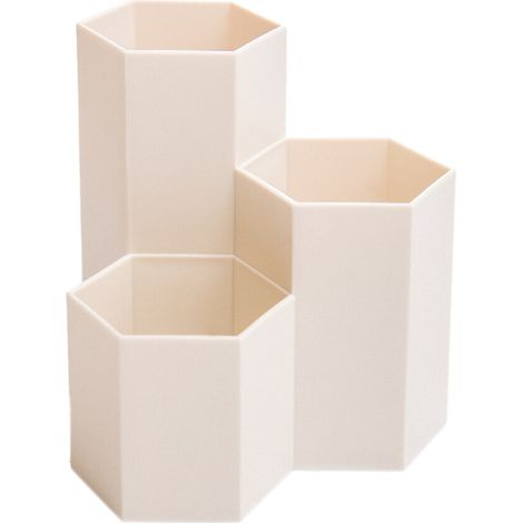 Este organizador de escritorio decorativo está fabricado en ABS resistente y es ideal para la organización del escritorio en la oficina o en casa. Incluye un portalápices hexagonal con compartimentos,