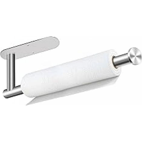 Porte-essuie-tout, autocollant ou sans perçage, à fixer sous un placard, support mural en acier inoxydable argenté pour cuisine, salle de bain, évier, garde-manger (1/5)