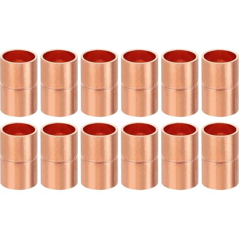 8pcs Manchons à Souder en Cuivre, 6.35mm Raccords de Couplage Tuyau, Raccord Tuyauterie Droit pour Raccordements Plomberie HVAC Climatisation Chauffage Réseaux, Épaisseur 0.8mm - 9,52 mm / 3/8" (1/5)