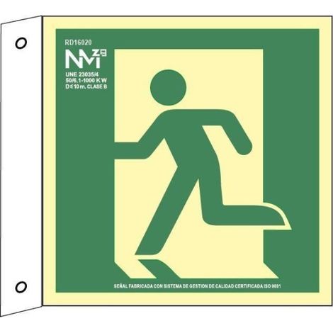 Señal de banderola luminiscente 210 x 210 mm SEKURECO 210 x 210 mm Clase A (PVC 1 mm)