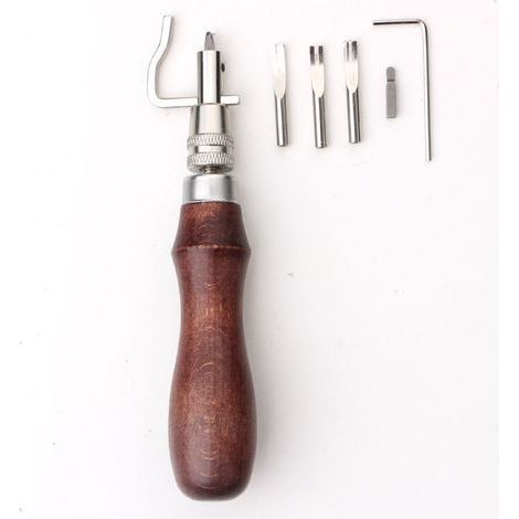 7 en 1 Outils de Rainurage et de Couture Réglables pour le Travail du Cuir, Outils Couture Groover Creaser pour Artisanat de Cuir (1/4)